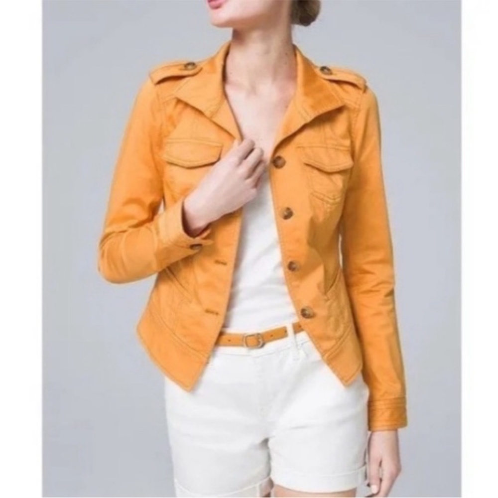 White House Black Market~Burnt Orange Cotton Aura Band Jacket~Size 00